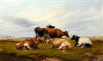 Thomas Sidney Cooper  - Bilder Gemälde - Five Cows in a Landscape
