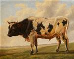 Thomas Sidney Cooper  - Bilder Gemälde - Friesian Bull in a Landscape
