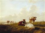 Thomas Sidney Cooper  - Bilder Gemälde - Landscape and Cattle