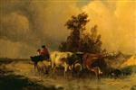 Thomas Sidney Cooper  - Bilder Gemälde - Landscape with Cattle
