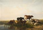 Thomas Sidney Cooper  - Bilder Gemälde - Landscape with Cattle and Sheep