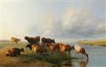 Thomas Sidney Cooper  - Bilder Gemälde - Noon in the Meadows