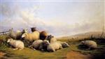 Thomas Sidney Cooper  - Bilder Gemälde - Sheep in an extensive landscape
