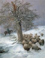 Thomas Sidney Cooper  - Bilder Gemälde - Sheep in the Snow