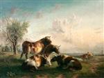 Thomas Sidney Cooper  - Bilder Gemälde - Three Cows and a Bull