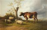 Thomas Sidney Cooper  - Bilder Gemälde - View in Stour Valley with Cow