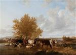 Thomas Sidney Cooper  - Bilder Gemälde - View of Canterbury from Tonford, Kent, with Cattle