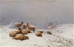 Thomas Sidney Cooper  - Bilder Gemälde - Winter Scene with Sheep