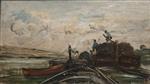 Charles Francois Daubigny - paintings - Barges on a River