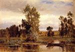 Charles Francois Daubigny - Bilder Gemälde - Boat on a Pond