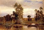 Charles Francois Daubigny - paintings - Boat on a Pond
