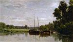 Charles Francois Daubigny - Bilder Gemälde - Die Schleppkähne