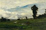 Charles Francois Daubigny - Bilder Gemälde - Figures and Cows in a Country Landscape