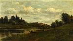 Charles Francois Daubigny - Bilder Gemälde - Fisherman on the Banks of the River