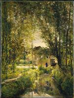 Charles Francois Daubigny  - Bilder Gemälde - Landscape with a Sunlit Stream