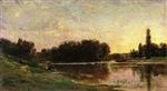 Charles Francois Daubigny  - Bilder Gemälde - Laundresses on the Banks of the Oise