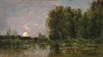 Charles Francois Daubigny  - Bilder Gemälde - Moonrise