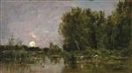 Charles Francois Daubigny  - Bilder Gemälde - Moonrise