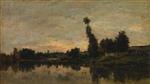 Charles Francois Daubigny  - Bilder Gemälde - Sunset of the River Oise