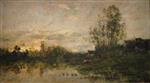 Charles Francois Daubigny  - Bilder Gemälde - Sunset on the River