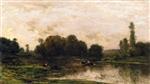 Charles Francois Daubigny  - Bilder Gemälde - The Banks of the Oise