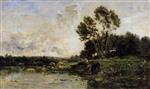 Charles Francois Daubigny  - Bilder Gemälde - The Banks of the Oise