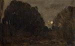 Charles Francois Daubigny  - Bilder Gemälde - The Moon Rising in Barbizon