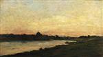 Charles Francois Daubigny  - Bilder Gemälde - View of the River Oise at Sunset
