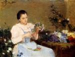 Victor Gabriel Gilbert - Bilder Gemälde - Arranging Flowers For A Spring Bouquet