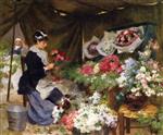 Victor Gabriel Gilbert - Bilder Gemälde - Flower Seller Makiing Bouquets