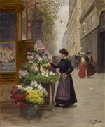 Victor Gabriel Gilbert - Bilder Gemälde - Flower Vendor on the Grandes Boulevards, Paris