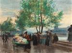 Victor Gabriel Gilbert  - Bilder Gemälde - Marchands aux Bords de la Seine, Paris