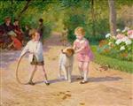 Victor Gabriel Gilbert  - Bilder Gemälde - Playing with the hoop