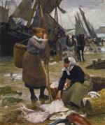 Victor Gabriel Gilbert  - Bilder Gemälde - The Arrival of the Fishing Boats
