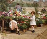 Victor Gabriel Gilbert  - Bilder Gemälde - The Flower Market by the Seine