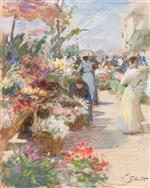 Victor Gabriel Gilbert  - Bilder Gemälde - The Flower Market-4
