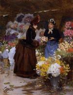 Victor Gabriel Gilbert  - Bilder Gemälde - The Flower Market-9