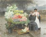 Victor Gabriel Gilbert  - Bilder Gemälde - The Flower Seller on the Quays, Paris