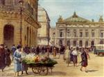 Victor Gabriel Gilbert  - Bilder Gemälde - The Flower Seller, Place De L'Opera, Paris