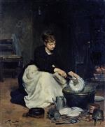 Victor Gabriel Gilbert  - Bilder Gemälde - The Kitchen Maid Washing-Up