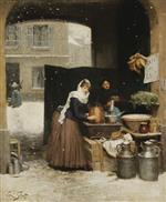 Victor Gabriel Gilbert  - Bilder Gemälde - The Milk Seller in Winter