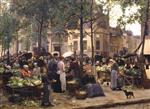 Victor Gabriel Gilbert  - Bilder Gemälde - The Square in front of Les Halles