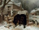 John Frederick Herring  - Bilder Gemälde - Farmyard Scene-3
