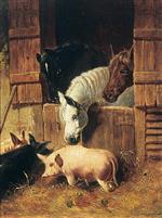 John Frederick Herring  - Bilder Gemälde - Farmyard Scene