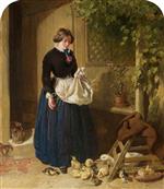 John Frederick Herring  - Bilder Gemälde - Feeding the Ducks