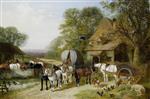 John Frederick Herring  - Bilder Gemälde - Halt outside the Bull's Head