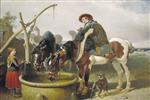 John Frederick Herring  - Bilder Gemälde - Horses at a Well and Henry Bright