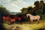 John Frederick Herring  - Bilder Gemälde - Horses in a Landscape