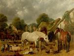 John Frederick Herring  - Bilder Gemälde - Horses in a Paddock