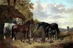 John Frederick Herring  - Bilder Gemälde - Horses, Pigs and Poultry